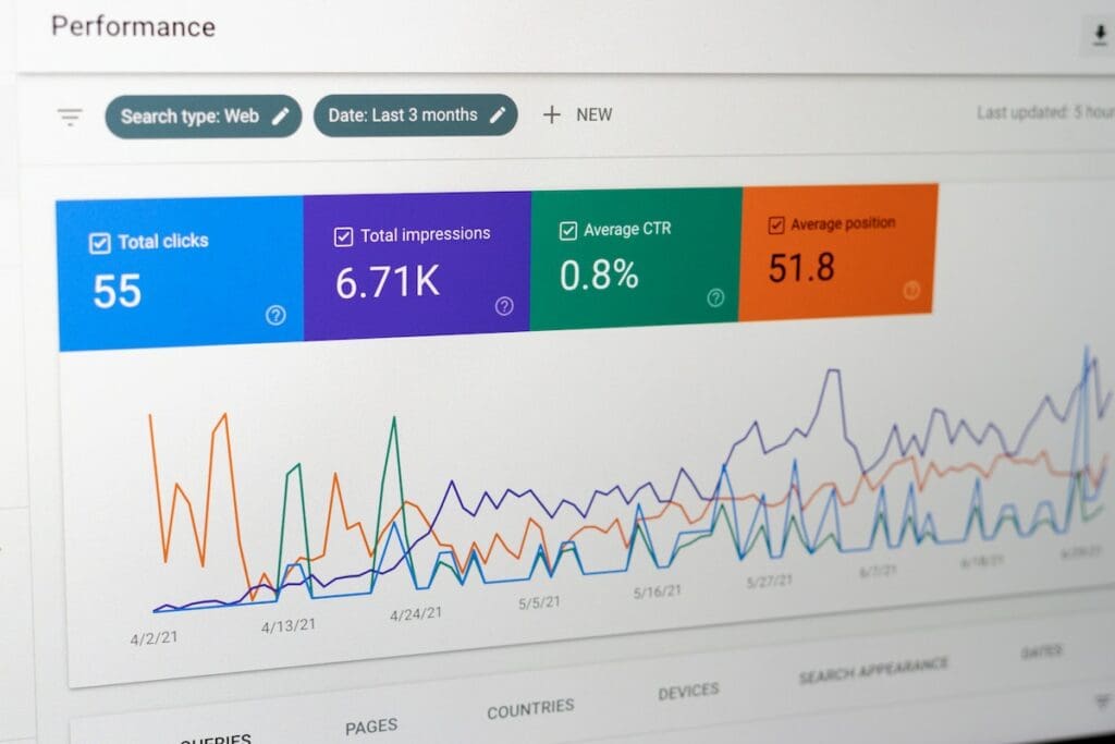 a screenshot showing analytics and data on Google Search Console