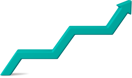 Blue zigzag up arrow